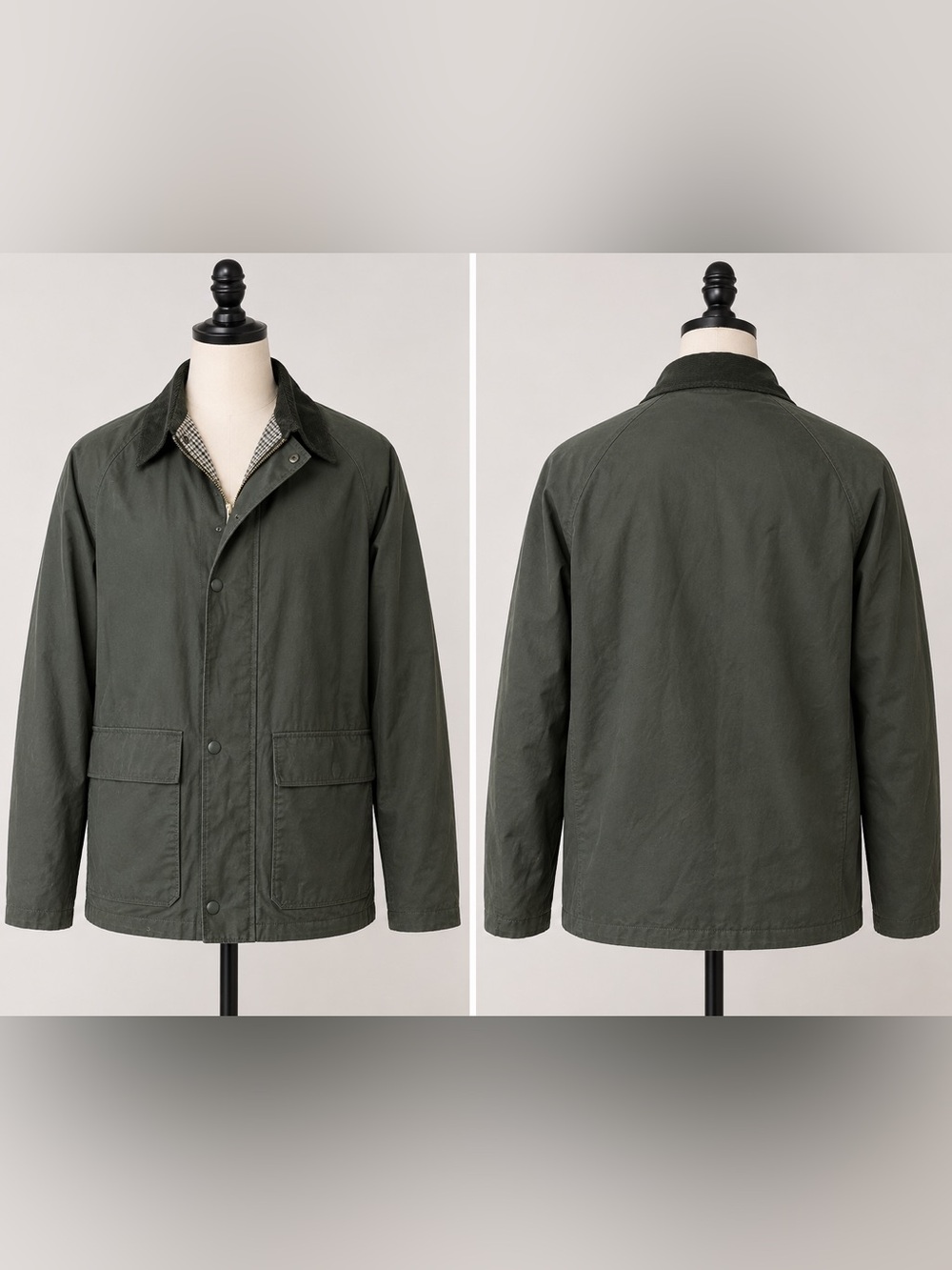 UNIQLO Olive Green Barn Field Jacket Corduroy Collar Utility Coat L